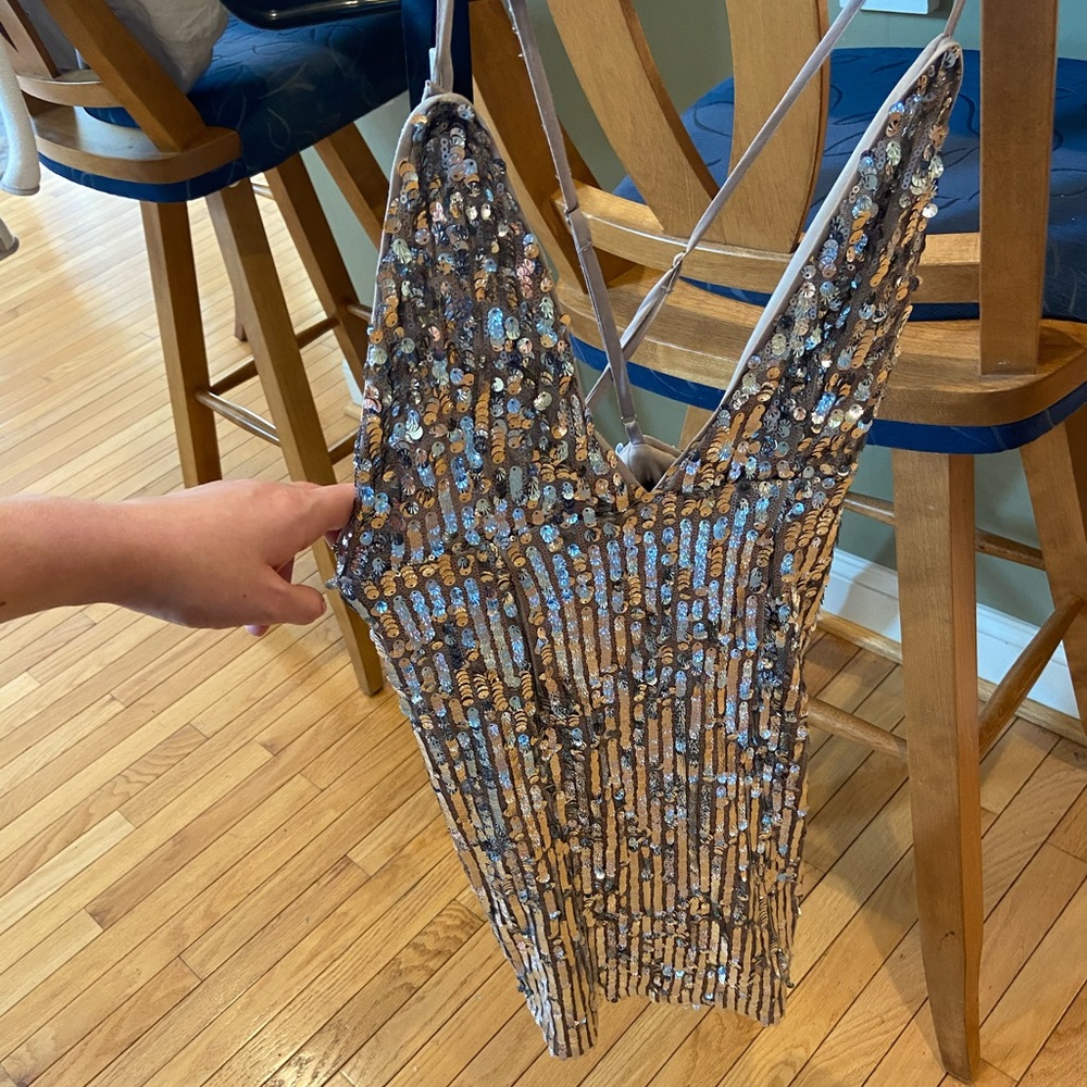 Silver sequin dress